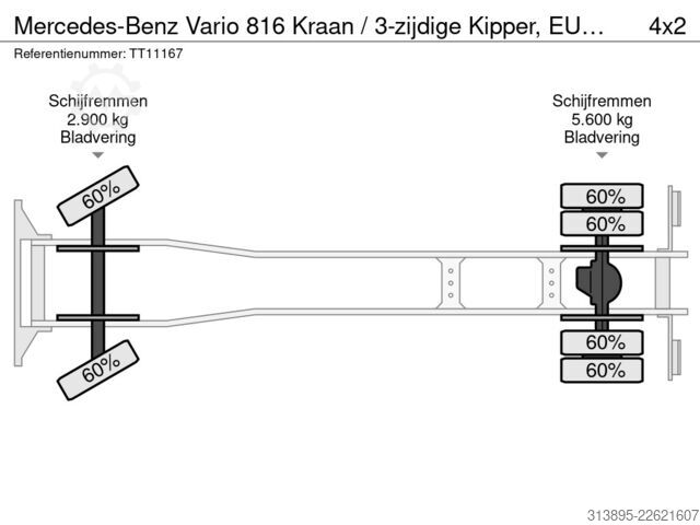 3-sidet tippelad Mercedes-Benz Vario 816 Kraan / 3-zijdige Kipper, EURO 5