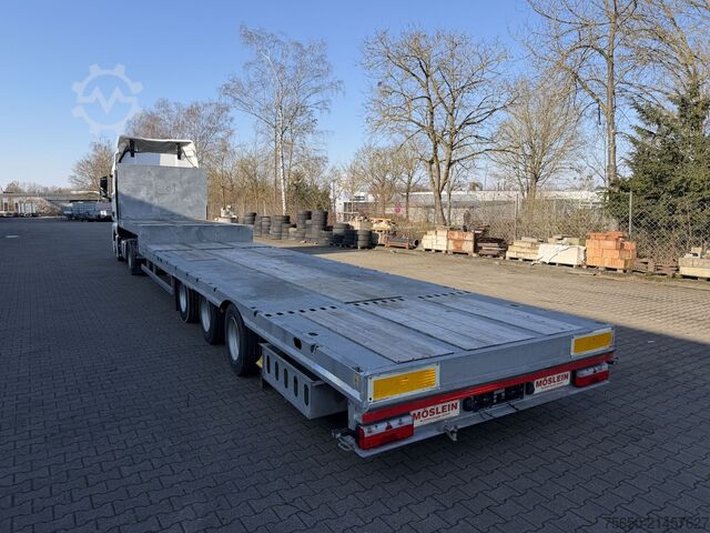Nízkoložný návěs Möslein STO 3 Schwebheim  3 Achs Satteltieflader Plato 45 t GGfür Fertigteile, Baumaschinen oder Container