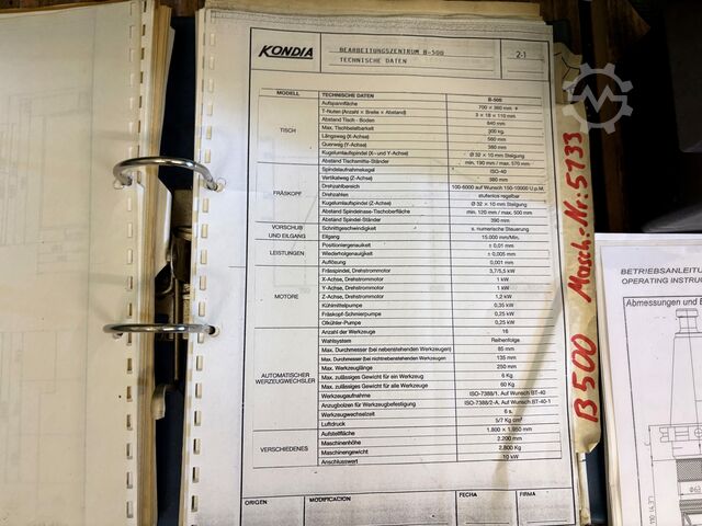 CNC vertikalt bearbetningscenter KONDIA B 500