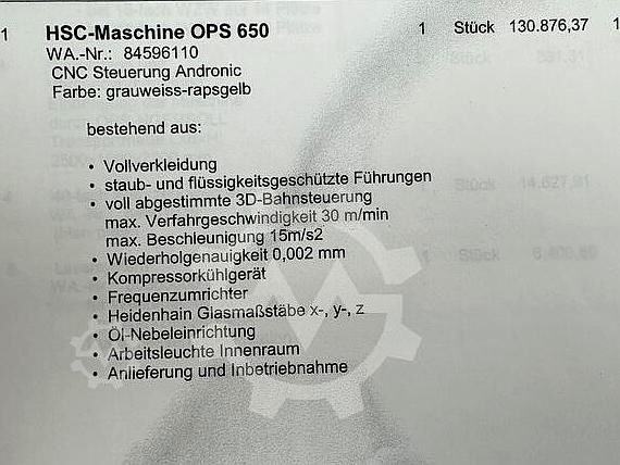 CNC obráběcí centrum OPS INGERSOLL OPS 650