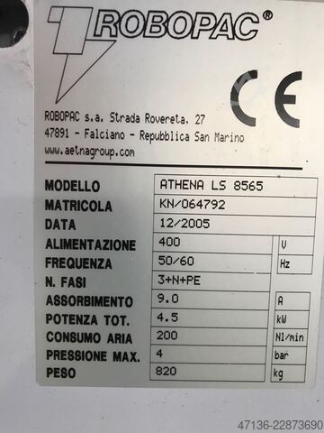 Vakuový smršťovací balič Robopac Athena LS 8565