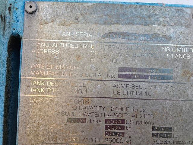 Swap body semitrailer VAN HOOL Tankchassis mit Tankcontainer