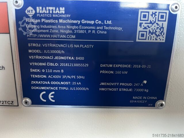 Enjeksiyon kalıplama makinesi Haitian JUL13000II/8400H