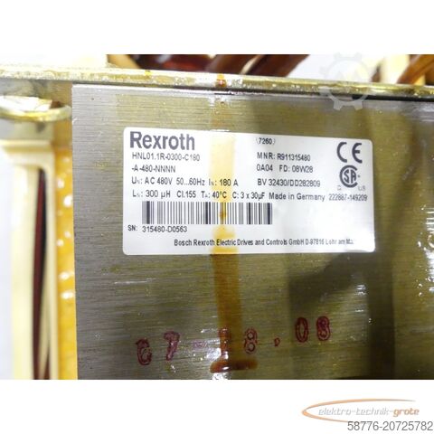 Component Rexroth HNL01.1R-0300-C180-A-480-NNNN Netzdrossel MNR:R911315480 SN:315480-D0563