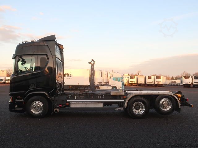 Roll-off tipper truck Scania R 500 6x2/4 NGS Lenkachse Meiller Leder Vollluft