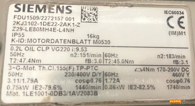 Motorreductor Siemens Z29-LE80MH4E-L4NH(1)