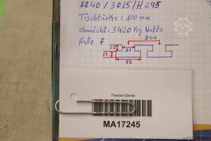 Klämplatta med T-spår unbekannt H295 mm