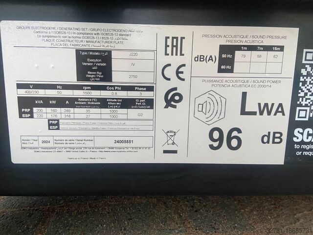 Agregado Sdmo J220 - 220 kVA Generator - DPX-17110