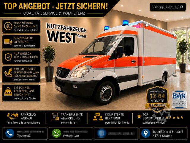 Brandbil MERCEDES-BENZ 516 CDI Krankenwagen*RTW*Liege*1.HD