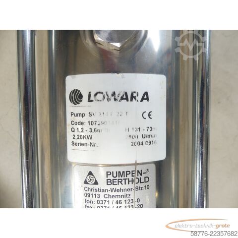 Componenta Lowara SV 214 F 22 T / SV214F22T Pumpe mit SM90RB14/322 SN107230220 -neuwertig-