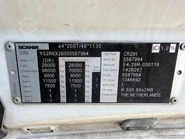 Tankbil SCANIA R500 NGS 6x2 26 m3 Silo Kompressor - Retarder