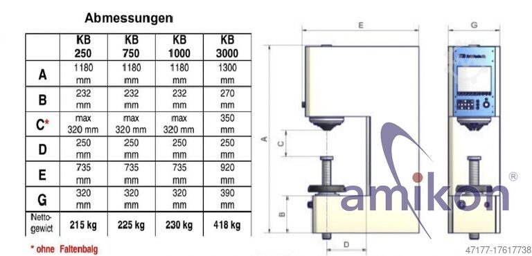 Härteprüfgerät KB Prüftechnik GmbH KB 750 BVRZ