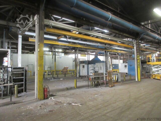 Kranhimmel Kran Hallenkran Kranbahn Demag Erikkila Portalkran 20x4m 3x0,5t Demag Kettenzug 3x500KG Stahlbau Stützen