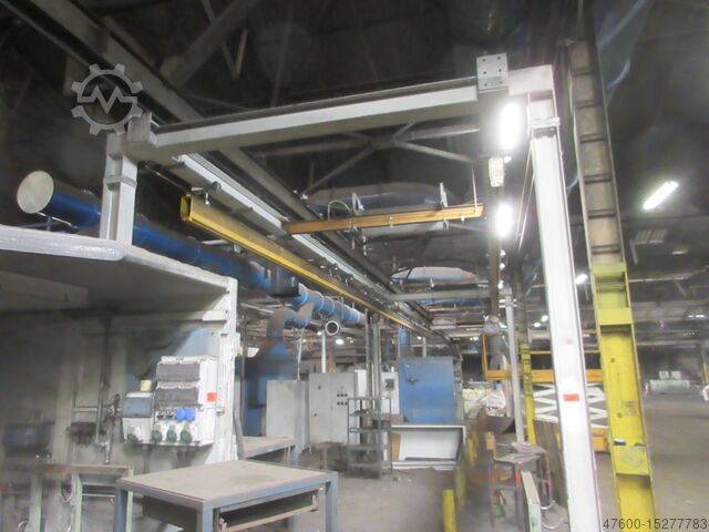 Kranhimmel Kran Hallenkran Kranbahn Demag Erikkila Portalkran 20x4m 3x0,5t Demag Kettenzug 3x500KG Stahlbau Stützen