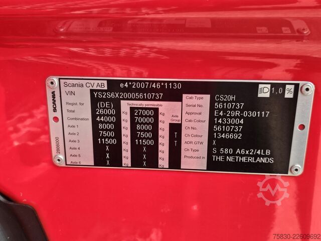 Volumevervoer Scania S580 V8 / 6x2/4 / MEGA / LOWDECK / 103 cm