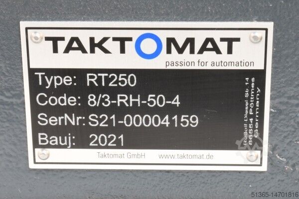 Drum cam rotary table with motor Taktomat RT250-8/3-RH-50-4