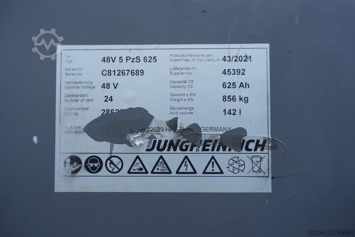 Forklift battery Jungheinrich Staplerbatterie 48V 5PzS625 C5-getestet 95%