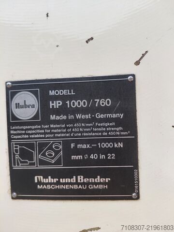 πρέσα διάτρησης Muhr und Bender HP 1000/760
