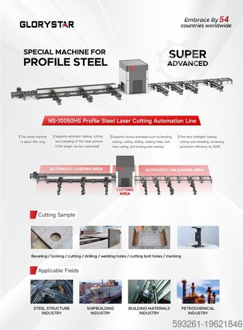 Profil-Laserschneidmaschine Tube, H, I,Profile Laser Cutting Machine 10050HS 12000w - 20000w