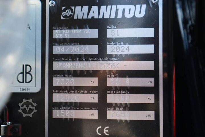 Teleskoplader Manitou MT933 EASY 75D ST5 S1 Valid inspection, *Guarantee