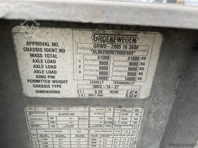 Μεταφορά εμπορευματοκιβωτίων Groenewegen 30CC-14-27 20/30 FT Tank / ADR / Lift-Axle / NL...
