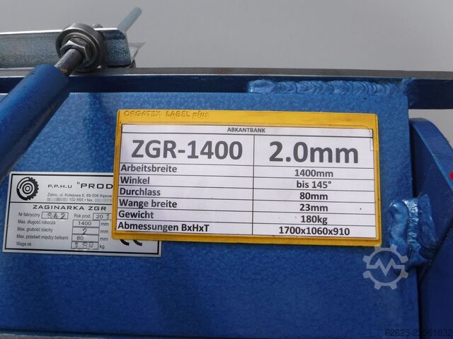 Plegadora de chapa Prod-Masz ZGR1400/2,0