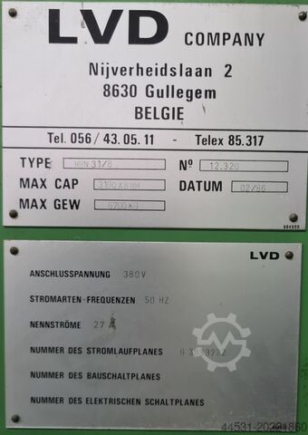 Hydraulische guillotineschaar LVD MVN 31/ 8