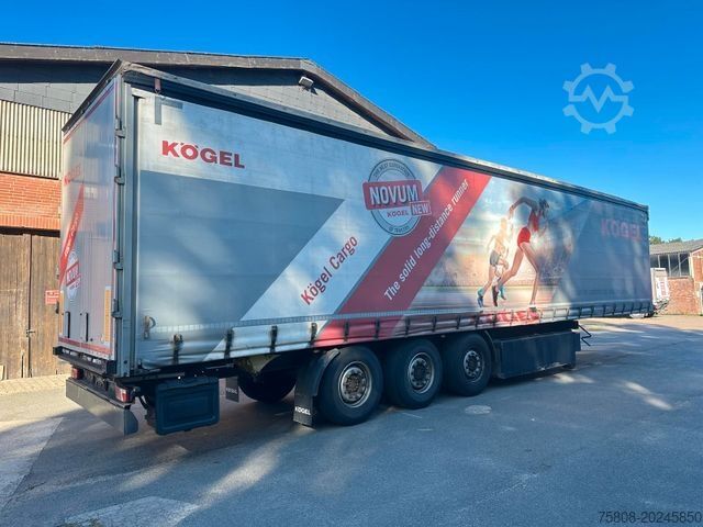 Öppen semitrailer med kapell KÖGEL SN24 Schiebeplane Edscha Palettenkasten Code XL