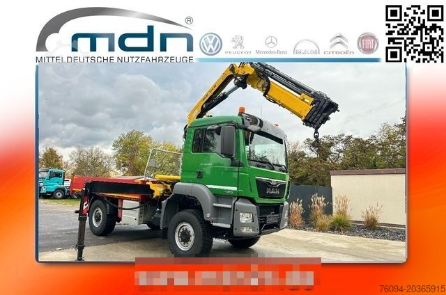 Camion cu platformă MAN TGS 18.500 4x4 KRAN 15m FUNK AHK single bereift