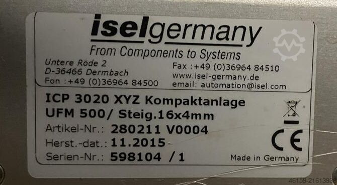 Equipo de sala de herramientas WEINIG ISEL 3020 XYZ TEMPLATE MAKER