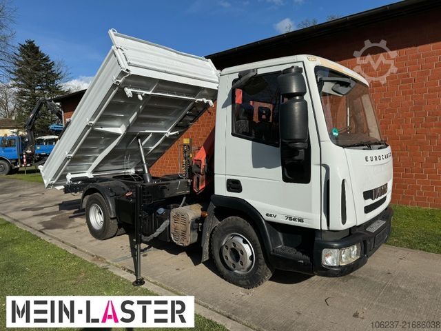 Dreiseitenkipper IVECO ML75E16 3 S-Kipper Kran PK  9,4m-550 kg Greifer