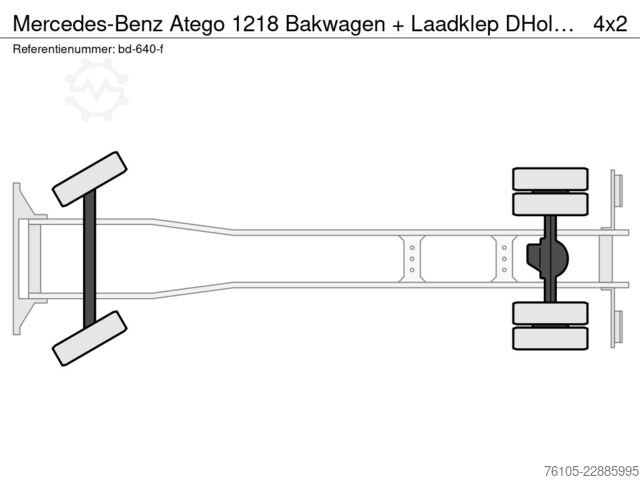 Box body Mercedes-Benz Atego 1218 Bakwagen + Laadklep DHollandia 1500kg