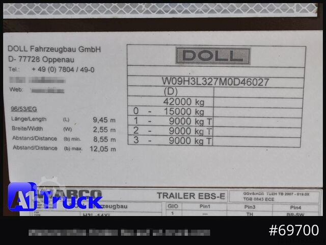 Semirremolque de troncos DOLL H3L-14XL Holz Tele, Lenkachse 275 tkm.