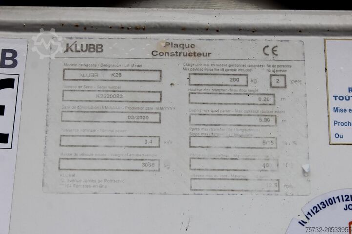 Çalışma platformlu kamyon Renault Master Bühne KLUBB 11m 2 Personen Korb 200kg