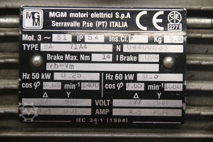 Motorreductor 0,25 kW 120 tpm MGM BA 71A4