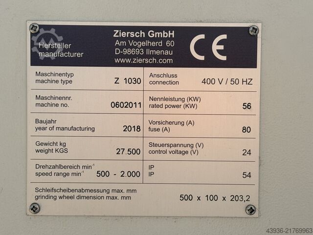 Yüzey taşlama makinesi Ziersch - Z1030 Ziersch Z1030