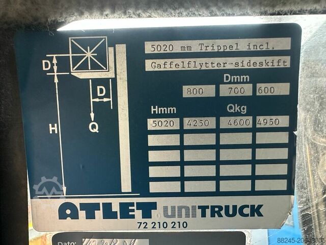 VS-22526 LPG triplex 5 tons gaffeltruck Mitsubishi FG50K med 2 gaffelspreder MITSUBISHI FG50K 2