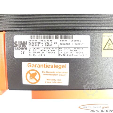 Component SEW-EURODRIVE Eurodrive MC07B0150-503-4-00 + MDX60A0150-503-4-00 generalüberholt mit 12 Monaten Gewährleistung