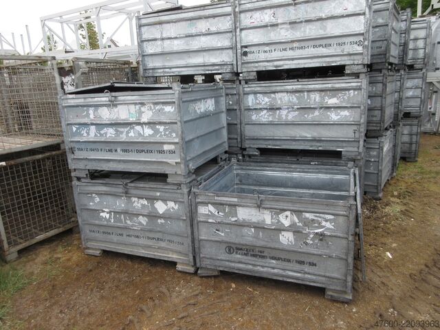 Stapelbak metalen container stalen kist Stahlbehälter Stahlbox Box Kiste Deckel Behälter Metallbox 120x100x77cm verzinkt
