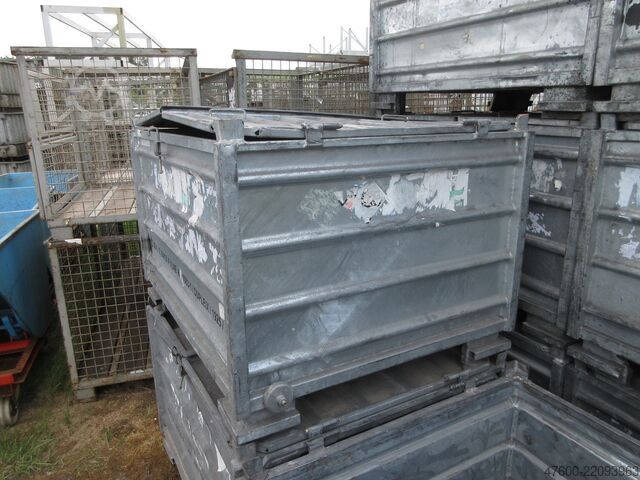 Stapelbak metalen container stalen kist Stahlbehälter Stahlbox Box Kiste Deckel Behälter Metallbox 120x100x77cm verzinkt
