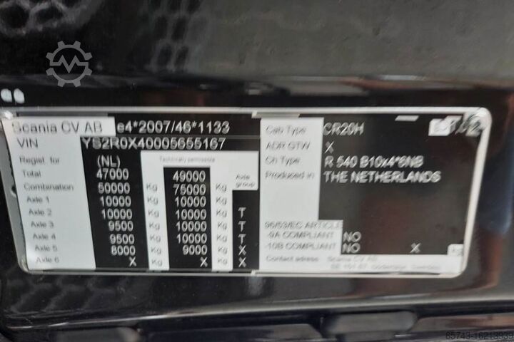 Alle terrein kraan Scania R540 B10x4 Valid inspection, *Guarantee! 10x4x6 Dr