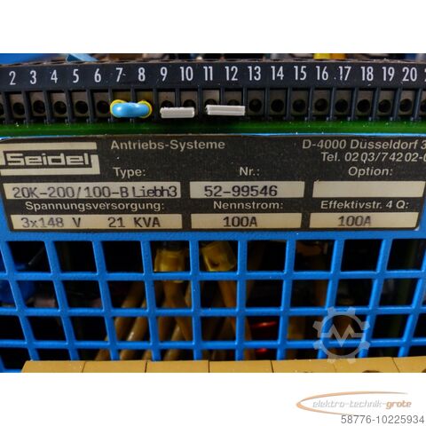 Seidel komponenta Seidel 20K-200/100-B Umrichter SN: 52-52-99546 L 3x148V 21 kVA