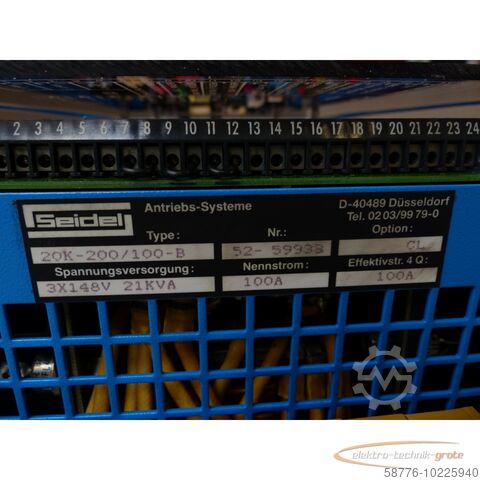 Seidel komponenta Seidel 20K-200/100-B Umrichter SN: 52-59933 L 3x148V 21 kVA