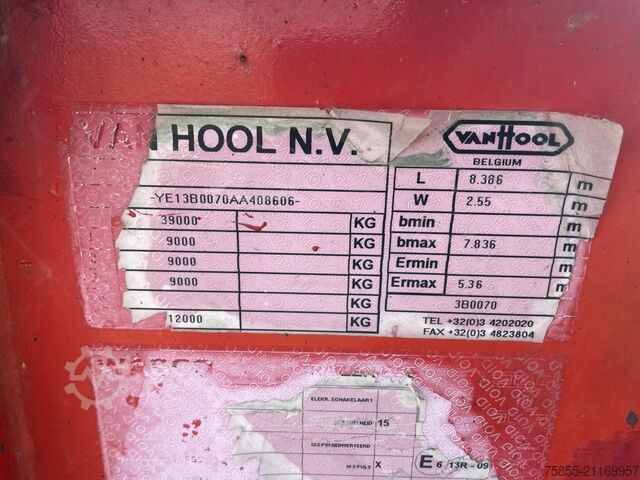 Transport af containere Van Hool Tankcontainerchassis 20 FT Chassis / Discbrakes...