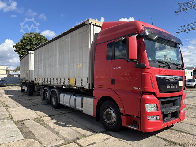 Ciężarówka z platformą i plandeką, szkoła jazdy MAN TGX 26.440, FAHRSCHUL