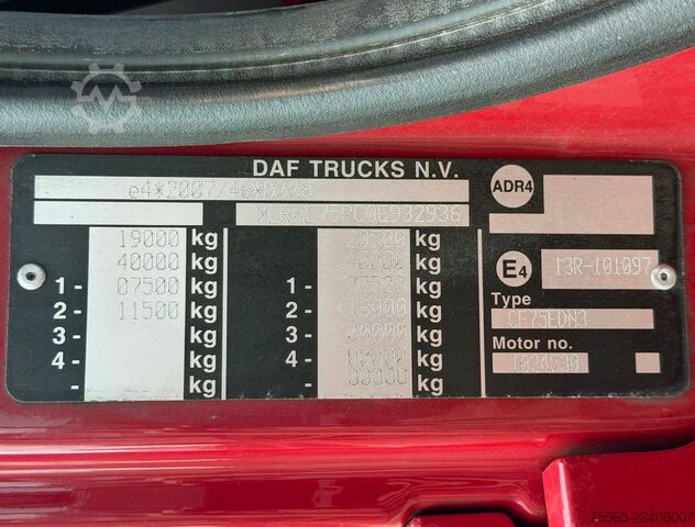 Samochód ciężarowy typu furgon DAF CF 75.310 EURO 5 FT BURGERS BOX TAIL LIFT AIRCO