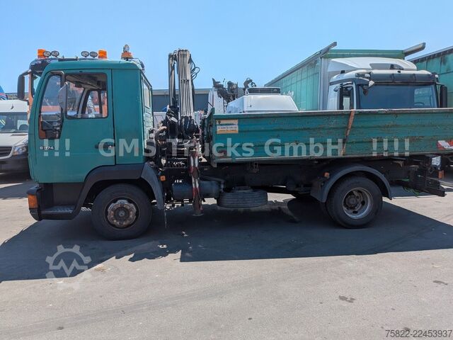 Autocarro ribaltabile MAN 8-174 / Hiab 045 Kran / Kipper Meiler