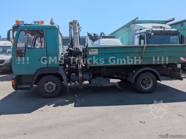 Camion ribaltabile trilaterale MAN 8-174 / Hiab 045 Kran / Kipper Meiler