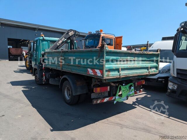 Camion ribaltabile trilaterale MAN 8-174 / Hiab 045 Kran / Kipper Meiler