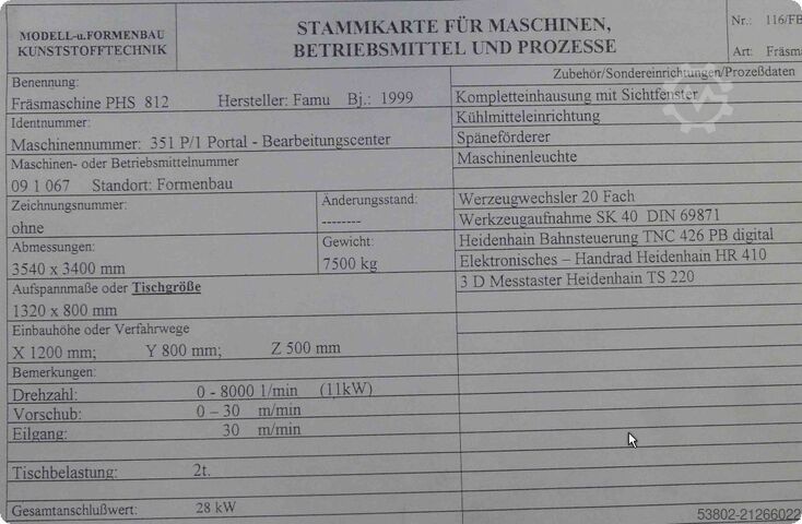Centro de mecanizado Famu Parpas Famu Parpas PHS 812